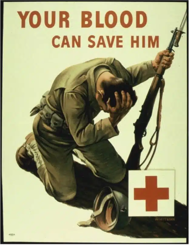 Propagande de l'armée américaine lors de la Seconde Guerre mondiale pour encourager au don du sang, vers 1941-1945 - Auteur inconnu, National Archives at College Park (Maryland) I Domaine Public