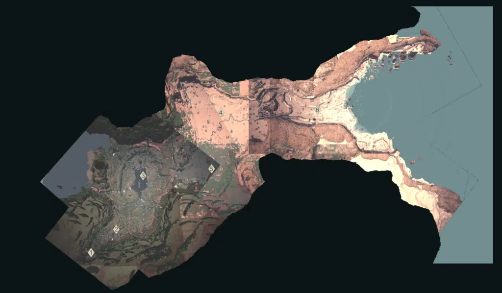 La carte de Ancestors: The Humankind Odyssey" est une allégorie de la naissance de l'humanité, prenant nos sources dans la jungle pour véritablement émerger dans la savane. L'eau symbolise le long voyage qui a mené l'Humanité vers d'autres rivages - Redit