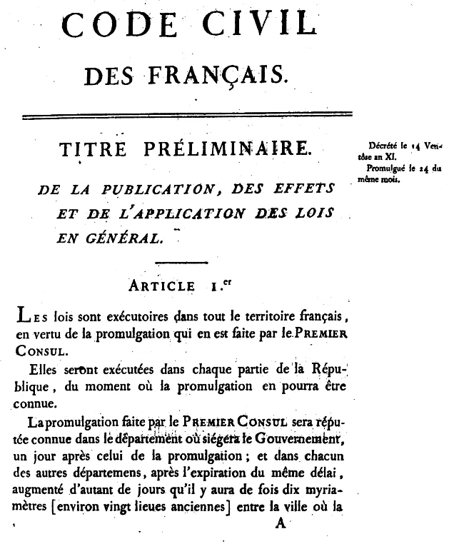 Édition originale du Code Civil des français de 1804 - Imprimerie nationale | Domaine public
