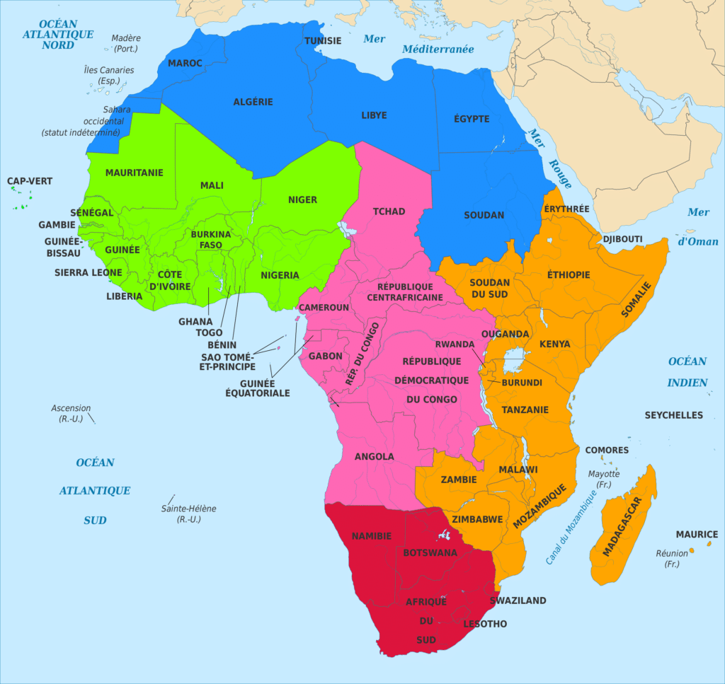Région de l'Afrique selon l'ONU - SyntaxTerror [Pseudo Wikipédia] | Creative Commons BY-SA 4.0