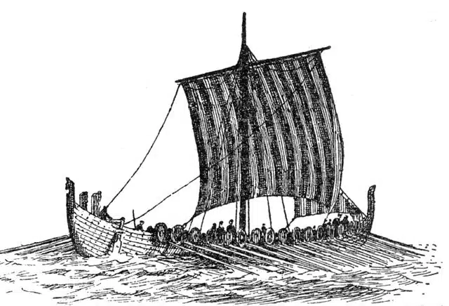 Illustration d'un drakkar, célèbre navire d'origine scandinave - A.Brun | Domaine Public