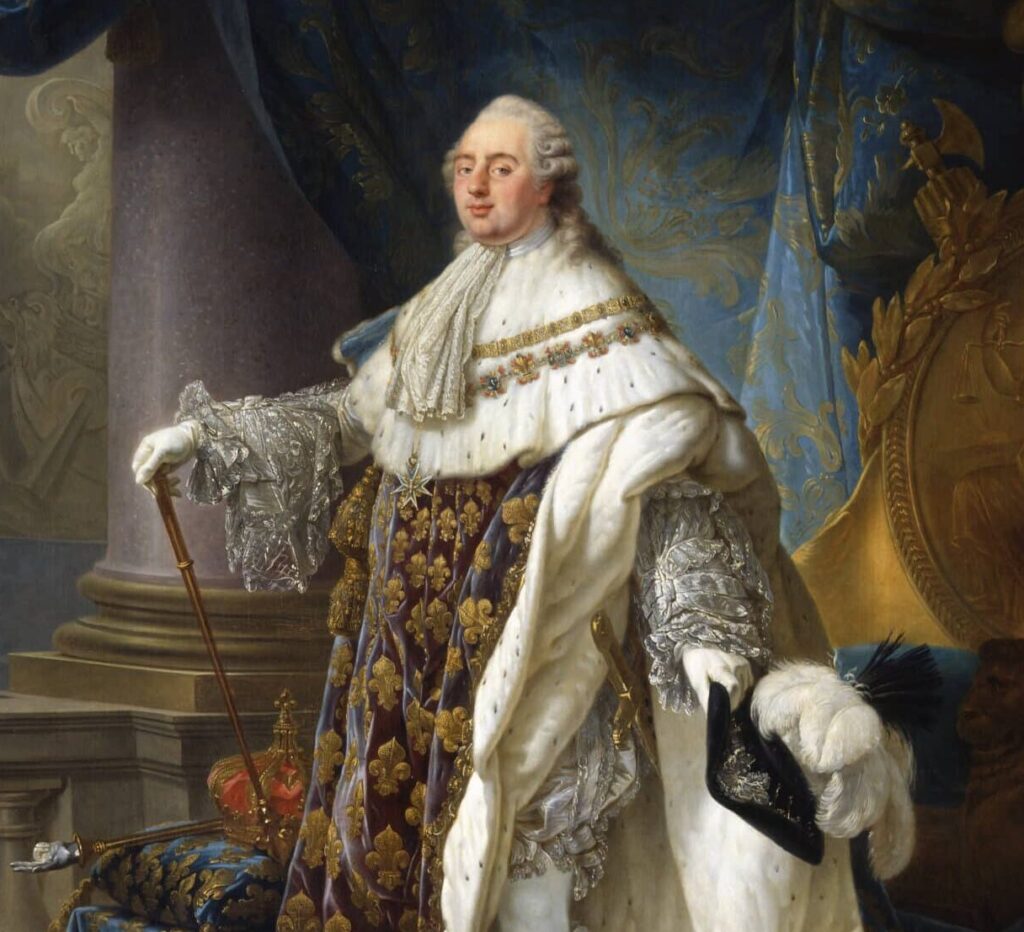 Louis XVI, roi de France et de Navarre (1754-1793), revêtu du grand costume royal en 1779, a subi des révoltes frumentaires en 1775 - Antoine-François Callet | Domaine public
