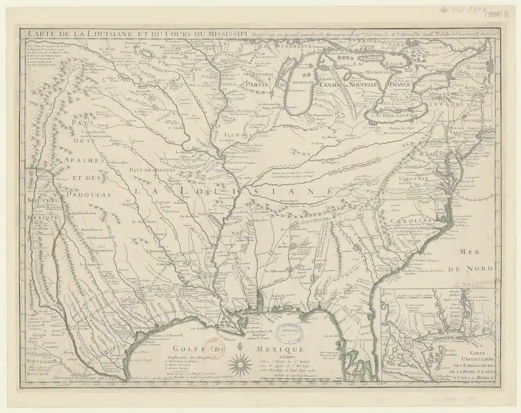 Carte de la Louisiane et du cours du Mississipi-Guillaume Delisle-BNF I Domaine Public