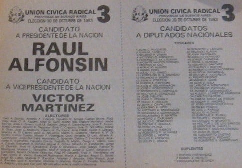 Bulletin du candidat Alfonsin - Belgrano [pseudo Wikipédia] | Domaine public