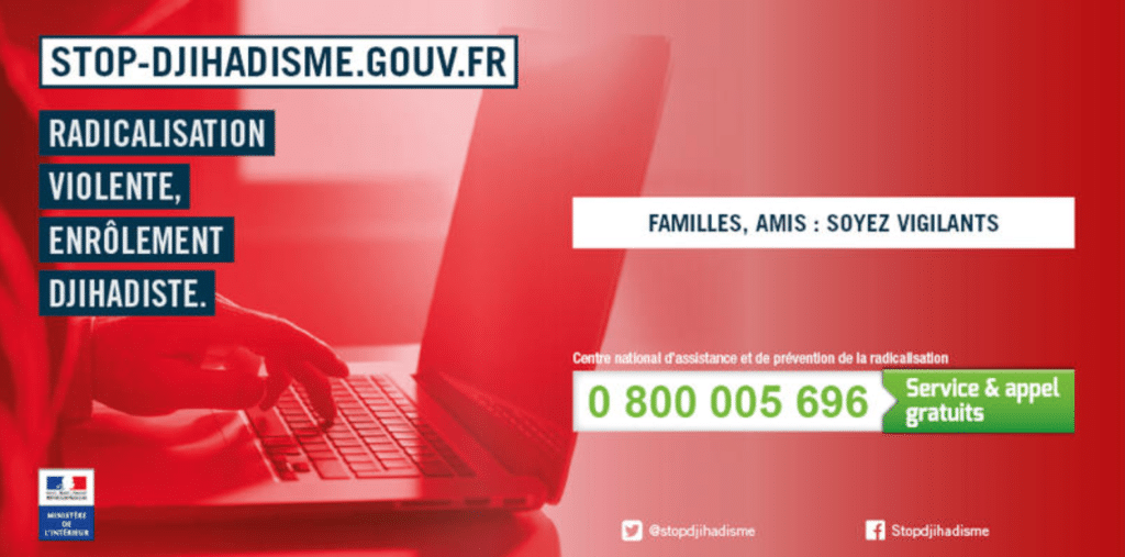 Affiche de la plateforme "stop-djihadisme.gouv.fr" - Préfecture des Deux-Sevres | Domaine Public