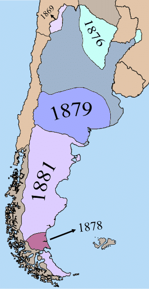 Carte de l'évolution territoriale argentine - Mi temps919 [pseudo Wikipédia] | CC BY-SA 4.0