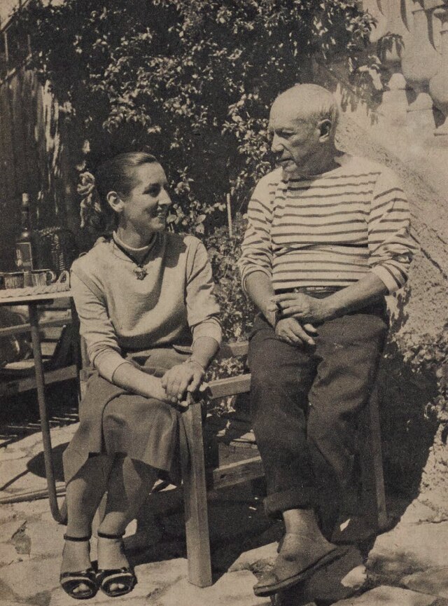 Françoise Gilot et Pablo Picasso, octobre 1952 | Domaine public.