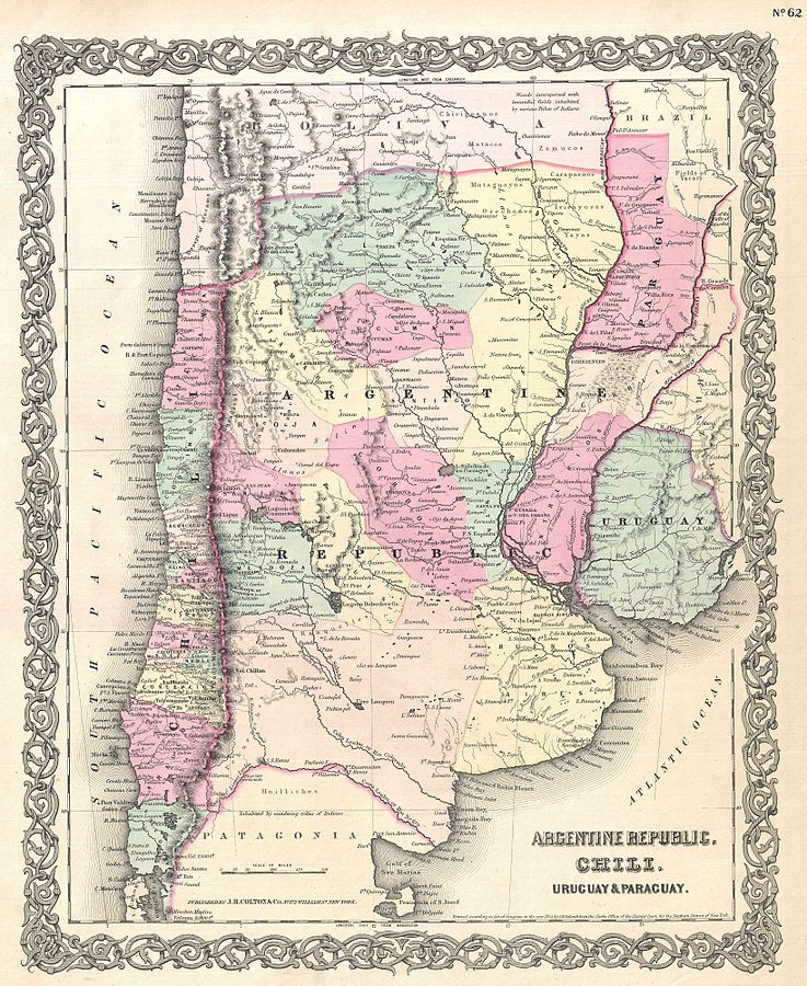 Carte de l'argentine en 1855 - J.H Colton 1855 | Domaine public