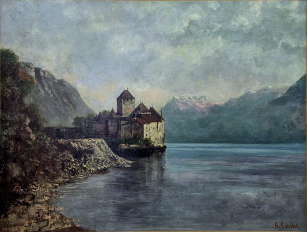 Le château de Chillon, huile sur toile de Gustave Courbet - 1480, musée Gustave Courbet I Domaine public