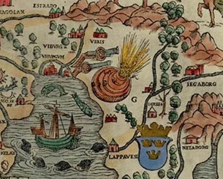 Olaus Magnus - Carta marina, montrant l'explosion légendaire de Vyborg | Domaine Public