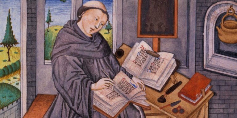 Le moine copiste dans son atelier ("scriptorium") - Bibliothèque Nationale de France | Domaine public