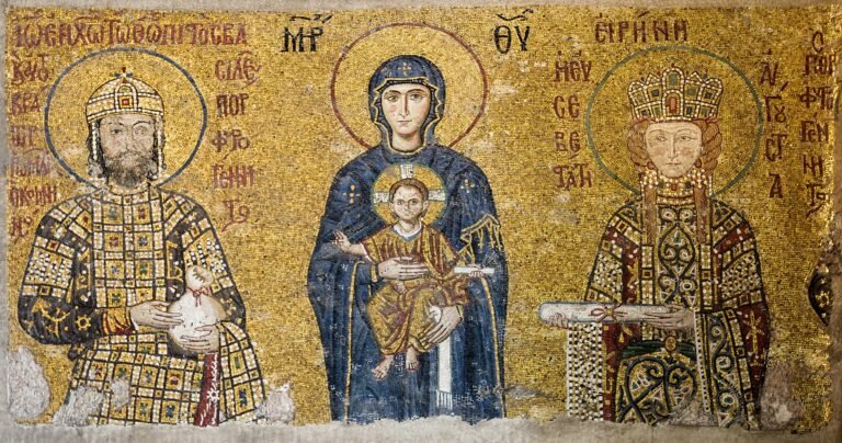 Jean II Comnène et sa femme Irène, mosaïque à l'intérieur de Sainte-Sophie,(Istanbul, Turquie) - Auteur inconnu | Domaine public