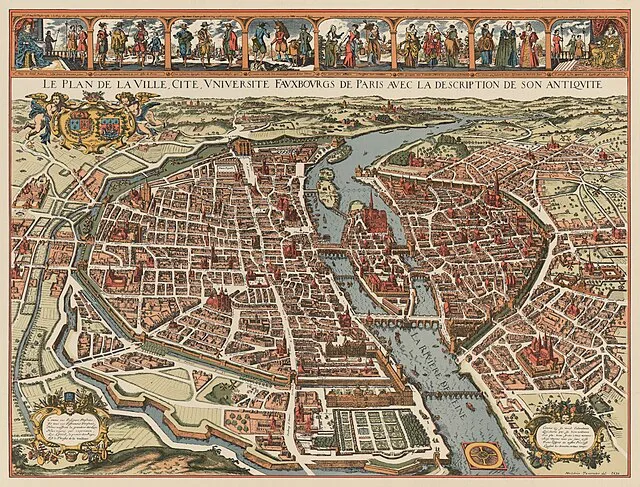 Le plan de la ville, cité, université faubourg de Paris - Derveaux, Melchior Tavernier (1615) | Domaine public