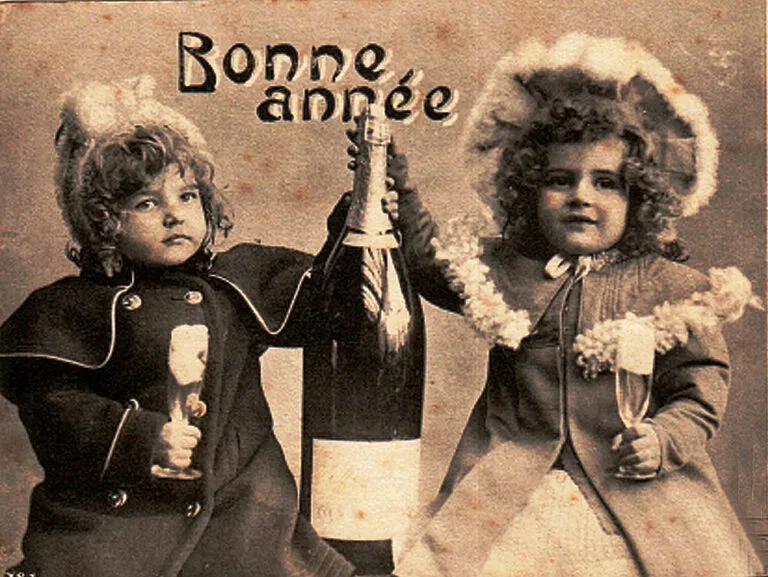 « Bonne année », fêtée au champagne en France, au début du XXe siècle - Auteur inconnu | Domaine public
