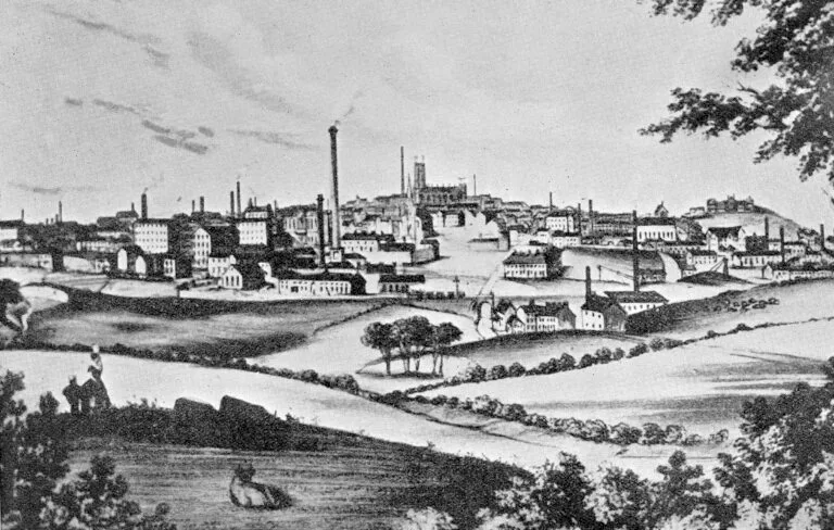 Le début de l'industrialisation. Une ville du Lancashire au début du XIXe siècle - Wellcome Images | Creative Commons BY 4.0