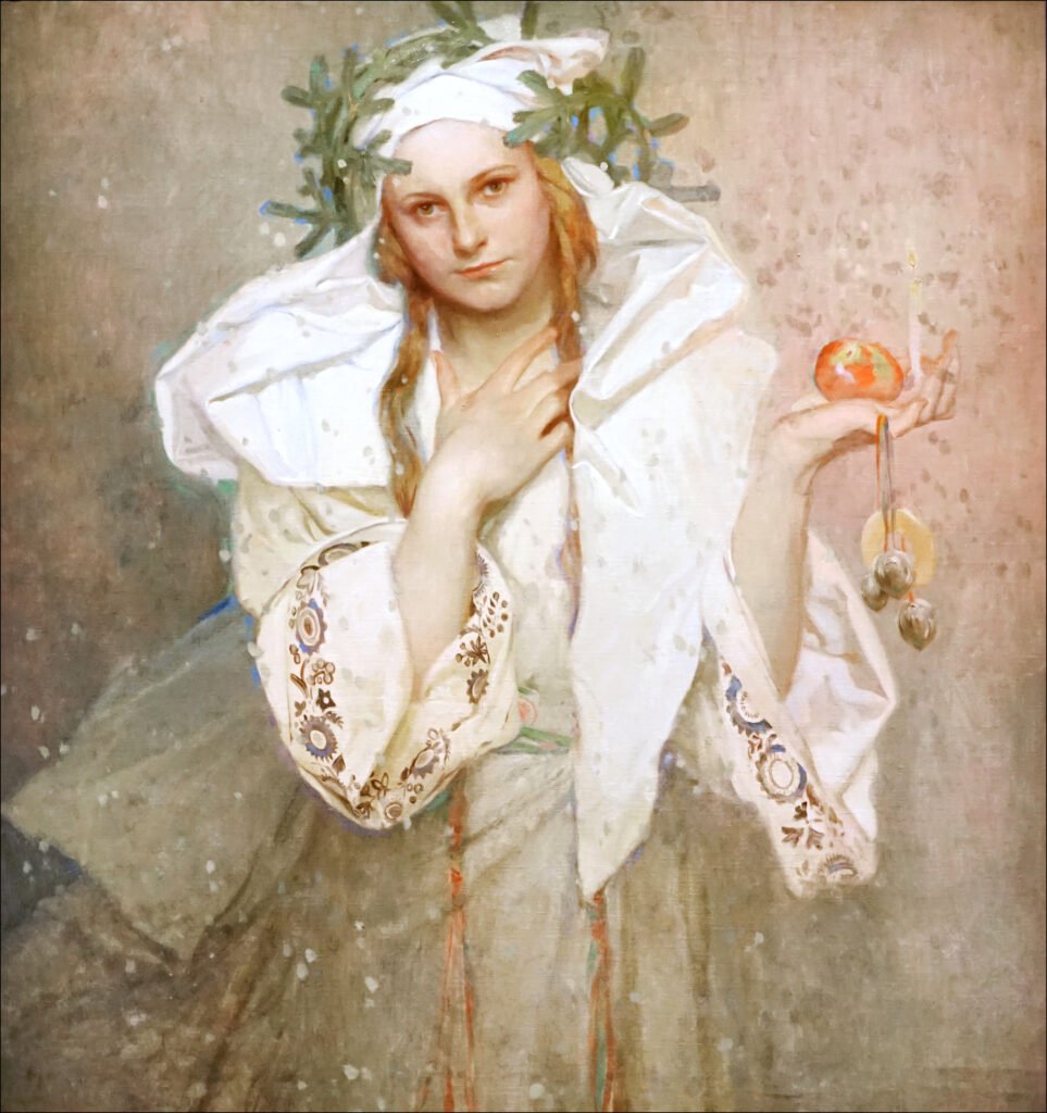 noël en amérique d'alphonse mucha, peint en 1919 et exposé au musée du luxembourg à paris
