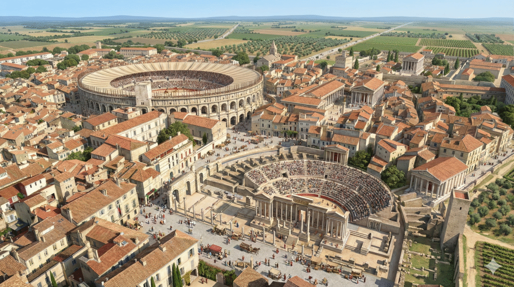 Vue IA (Gemini) de Nîmes à l'époque romaine - Revue Histoire | Partage selon CGU Google