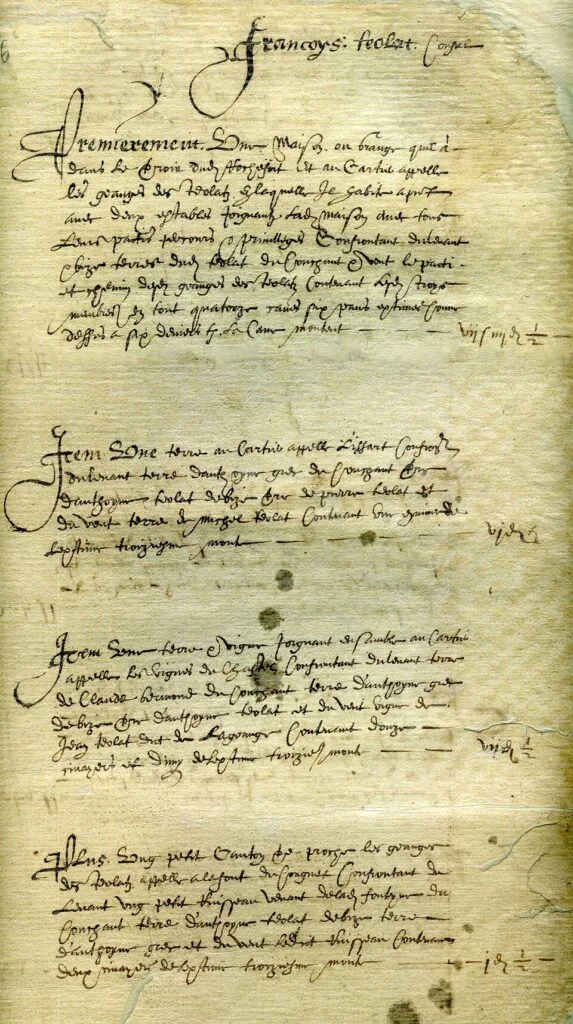 Extrait du livre terrier de Rochefort-en-Valdaine (Drôme) - Michel Marmus | Domaine public