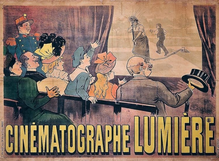 Affiche annonçant l'invention du cinéma des frères Lumière - Marcellin Auzolle 1896 I Domaine public