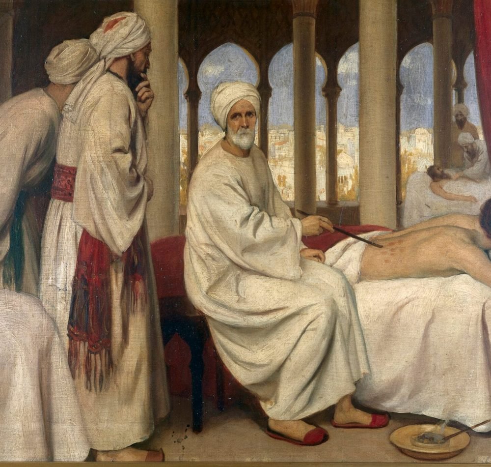 Albucasis (Al-Zahwari) infligeant une ampoule à un patient à l'hôpital de Cordoue, 1100 après J.-C - Auteur inconnu | Creative Commons BY 4.0
