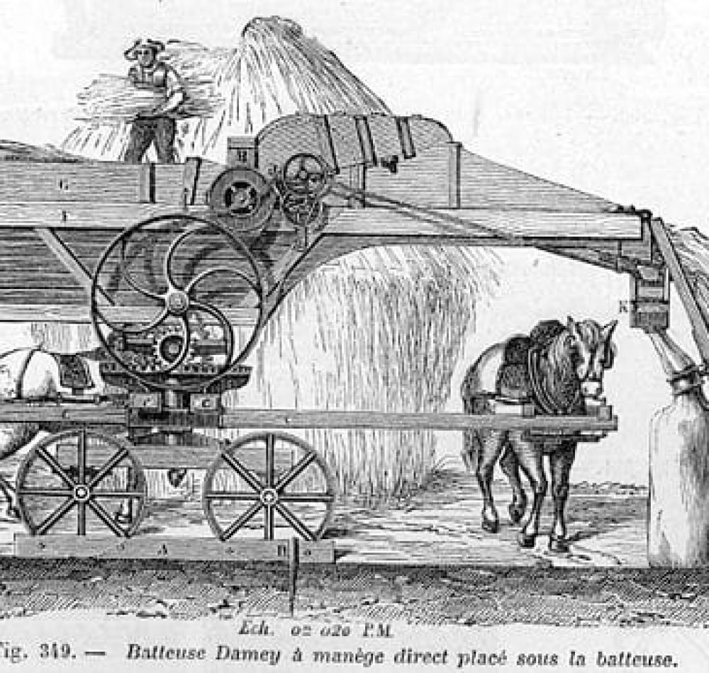 Batteuse à traction animale – Auteur inconnu | Domaine public