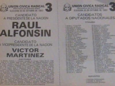 Bulletin du candidat Alfonsin - Belgrano [pseudo Wikipédia] | Domaine public