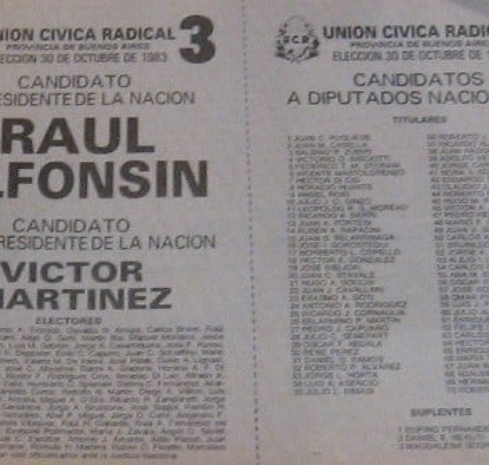 Bulletin du candidat Alfonsin - Belgrano [pseudo Wikipédia] | Domaine public