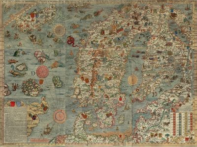 Carte marine et la description des terres septentrionales, de leurs merveilles, tracee avec diligence a Venise en l'an 1539 - Olaus Magnus | Domaine Public