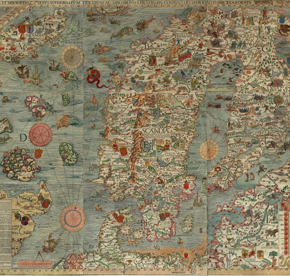 Carte marine et la description des terres septentrionales, de leurs merveilles, tracee avec diligence a Venise en l'an 1539 - Olaus Magnus | Domaine Public