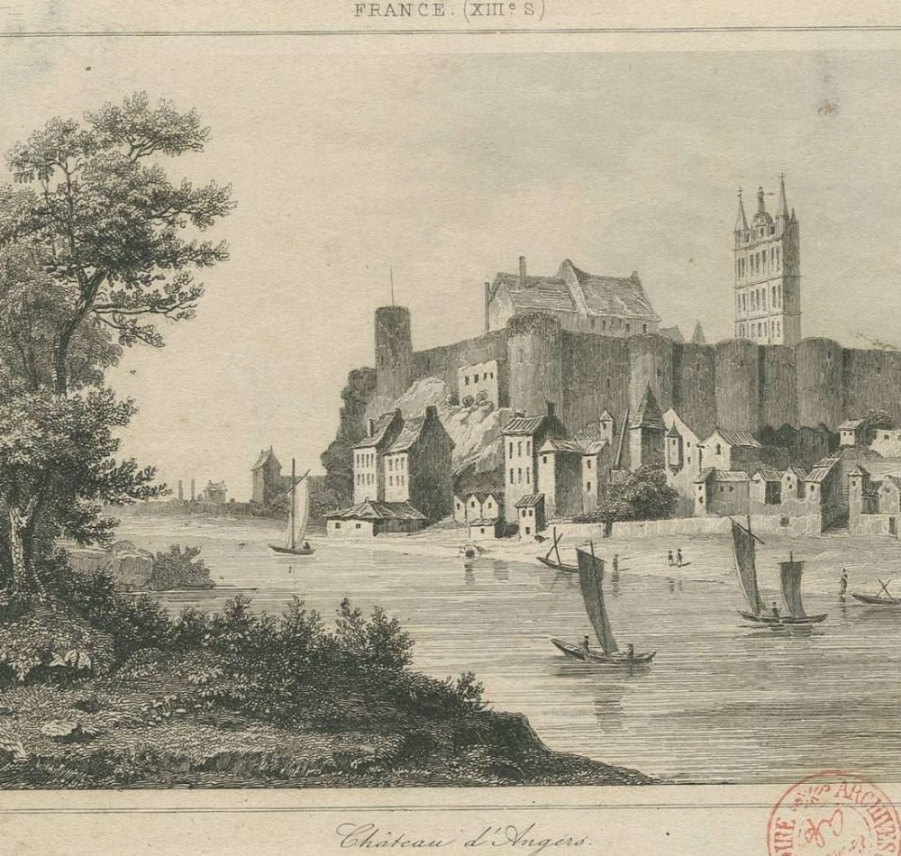 Carte postale du Château d'Angers avec une vue du XIIIe siècle - Archive départementale du Maine-et-Loire | Licence Ouverte Version 2.0