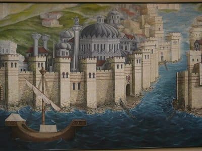 Représentation des murailles de Constantinople, XVe siècle, Musée Archéologique d'Istanbul - Auteur anonyme | Domaine public