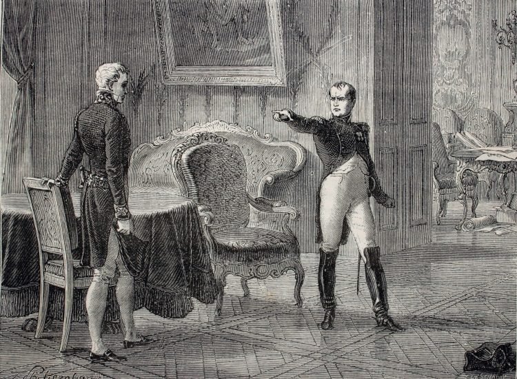 Dernière entrevue de Napoléon avec Metternich à Dresde le 26 juin 1813. Illustration de l'Histoire du Consulat et de l'Empire d'Adolphe Thiers, 1879 - Fondo Antiguo de la Biblioteca de la Universidad de Sevilla | Creative Commons BY 2.0