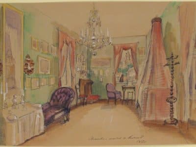 Dessin de l'intérieur d'une chambre en 1857 - Auteur inconnu | Domaine public