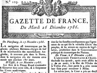 Gazette de France du mardi 26 decembre 1786 | Domaine Public