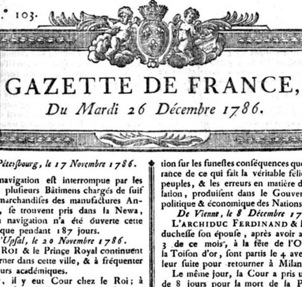 Gazette de France du mardi 26 decembre 1786 | Domaine Public