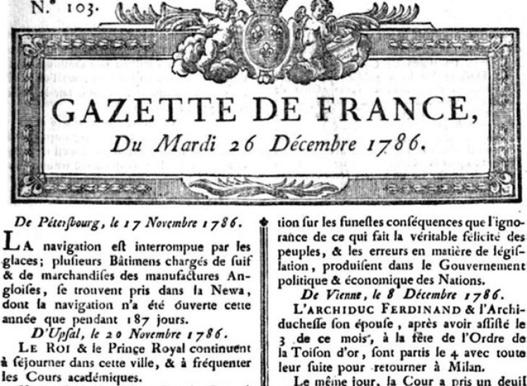 Gazette de France du mardi 26 decembre 1786 | Domaine Public