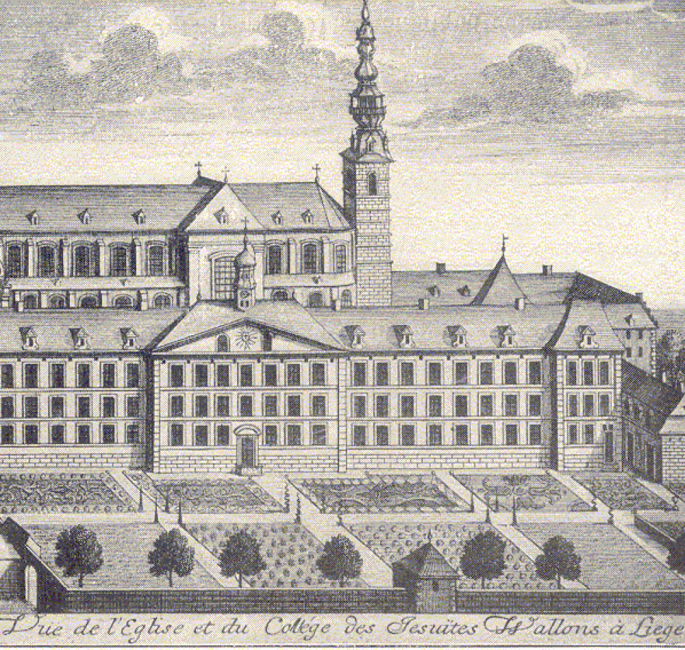 Gravure de l'ancien collège des jésuites de Liège, en Belgique (1740) - Grentidez | Domaine public