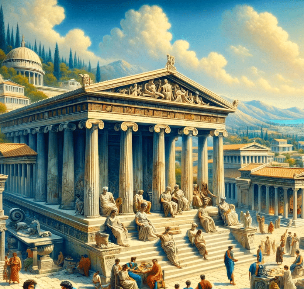 Illustration de la Grèce Antique pour Revue Histoire - DALL-E