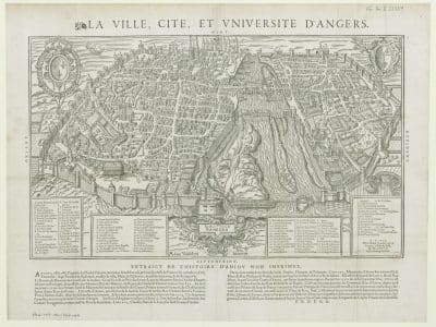 La Ville, Cité, et Université d'Angers : Adam Vandellant Inventor ; Raimon Rancurellus Ciebat 1575 - BnF | Domaine public