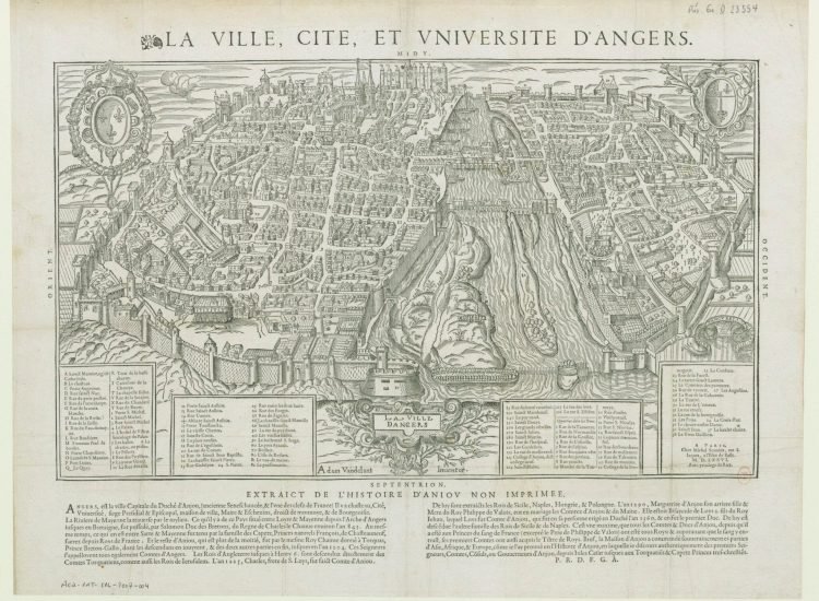 La Ville, Cité, et Université d'Angers : Adam Vandellant Inventor ; Raimon Rancurellus Ciebat 1575 - BnF | Domaine public