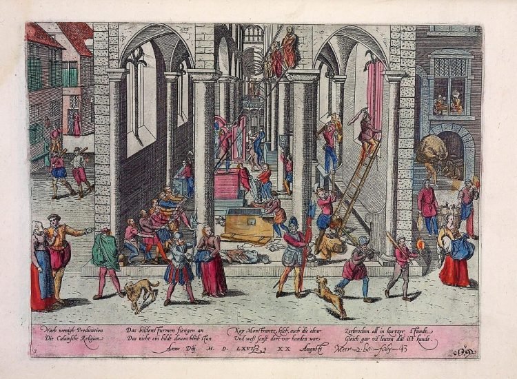 La « fureur iconoclaste » à Anvers en 1566 par Frans Hogenberg | Domaine public