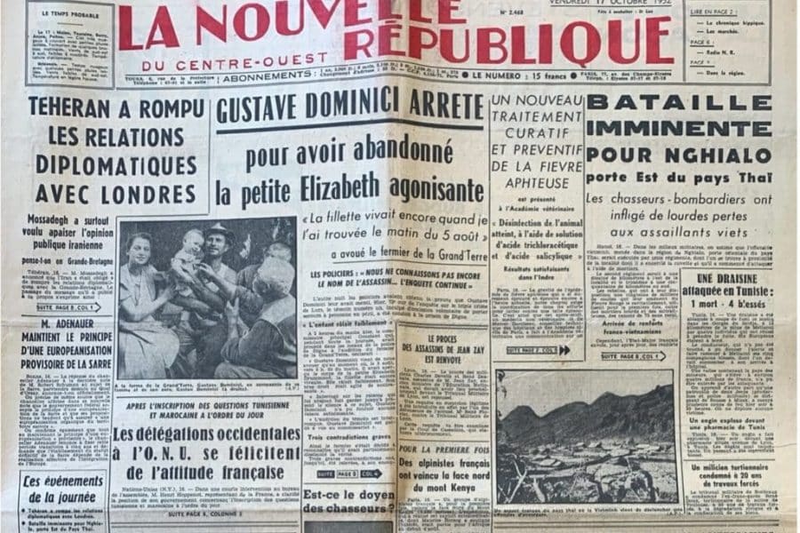 Archive départementale d’Angers Le Courrier de l’Ouest Une du 2 mai 1949 30JO8