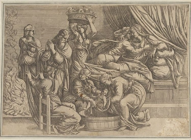 La naissance de la Vierge - Giulio Romano | Domaine public