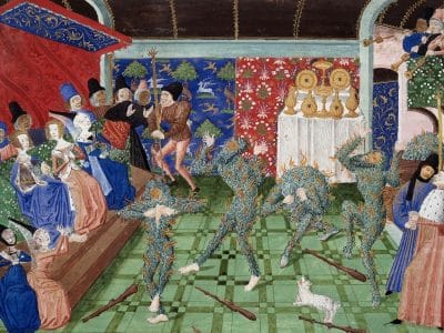 Le Bal des ardents, miniature du xve siècle - Philippe de Mazerolles | Domaine public