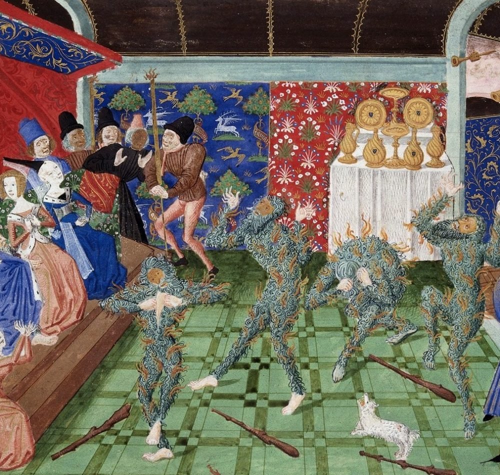 Le Bal des ardents, miniature du xve siècle - Philippe de Mazerolles | Domaine public