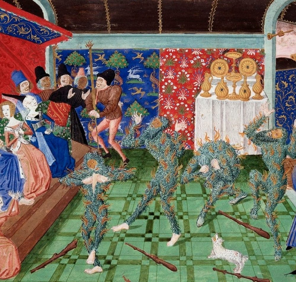 Le Bal des ardents, miniature du xve siècle - Philippe de Mazerolles | Domaine public