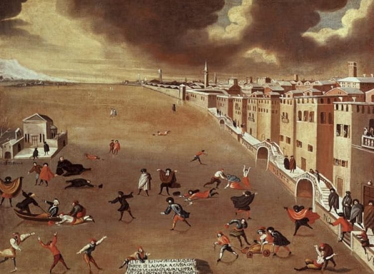 Le Lagon gelé en 1709, par Gabriele Bella, une partie de la lagune gela en 1709 à Venise | Domaine public