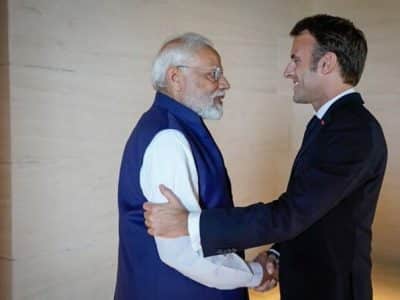 Le président français Emmanuel Macron et le Premier ministre indien Narendra Modi