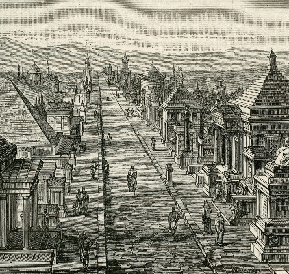 Via Appia avec ses monuments sépulcraux - Remixeur | Domaine Public