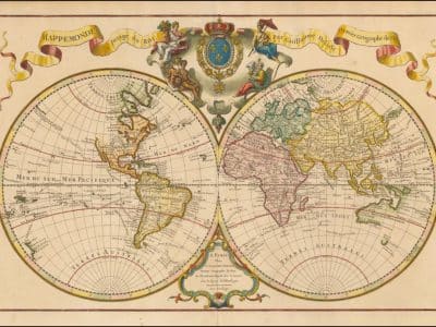 Mappemonde a l’usage du Roy a été publié en 1720 à Paris. Elle a été réalisée par Guillaume Delisle à l’intention de Roi, Louis XV. L’œuvre mesure 44 centimètres sur 68 centimètres. Un exemplaire est conservé à la BnF - Guillaume Delisle | Domaine public